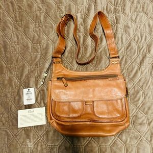 Fossil Everyday Half Flap Cognac Crossbody Handbag